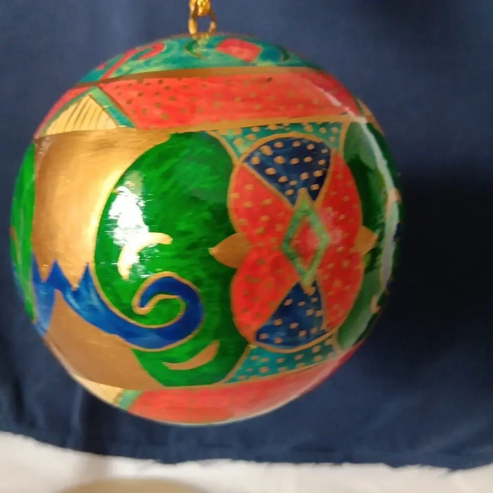 Traditional Hand Painted Ornaments From India Large 4in Christmas Tree Gnome